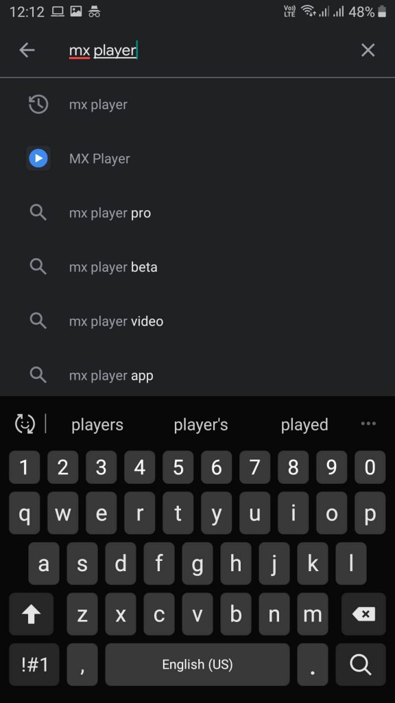 Open Play Store & Type On search bar Mx Player