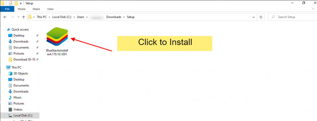 click to install bluestacks setup