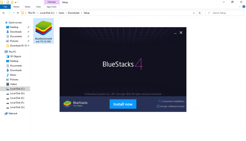 installing bluestacks on windows 10
