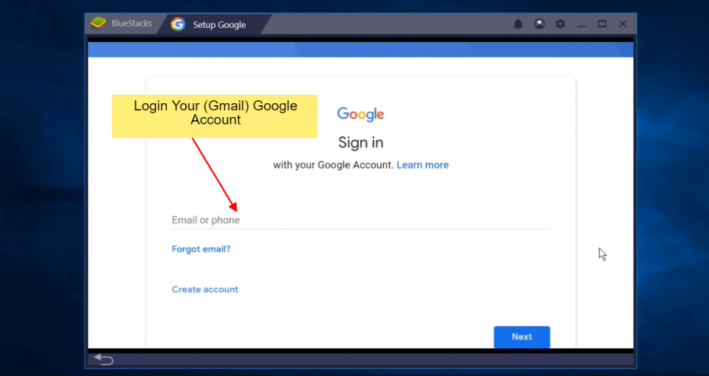 login your google account
